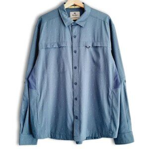WIND RIVER Vented Back Fishing Utility Sleeve Button Down Shirt Blue Men's Sz XL